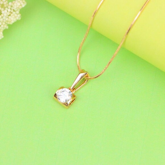 "Rose Gold Mini Pendant with Solitaire CZ – Elegant, XPPT1264 - Picture 6 of 13